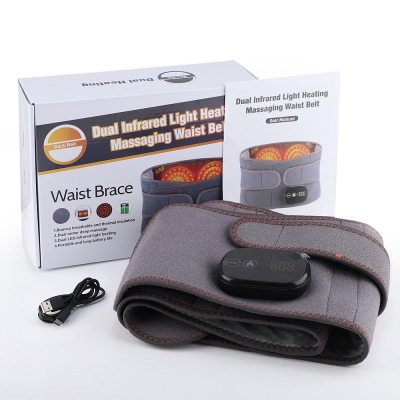USB Rechargeable Heated Massage Waist Belt with Red Light Therapy