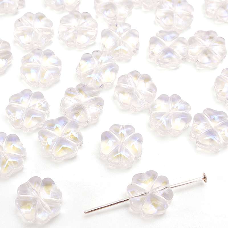 20 adet/torba 10mm cam çiçek boncuk Charm ara parça boncuk küpe kolye DIY takı yapımı