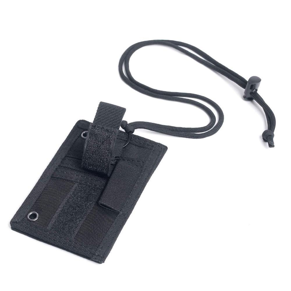 New Nylon Lanyard Card Holder With Pen Slot Water Resistant Hook Loop Patch Holder Portable Outdoor Travel Pouch Travel Use
