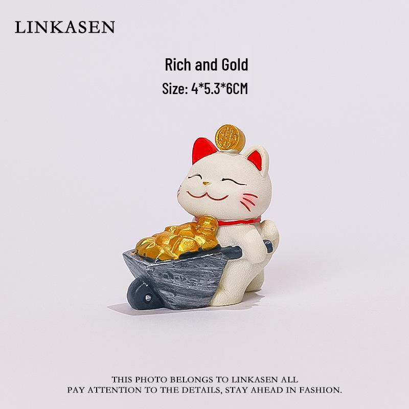 Cute Cartoon Lucky Cat Resin Ornament - 2025 Creative Office & Desktop Decor
