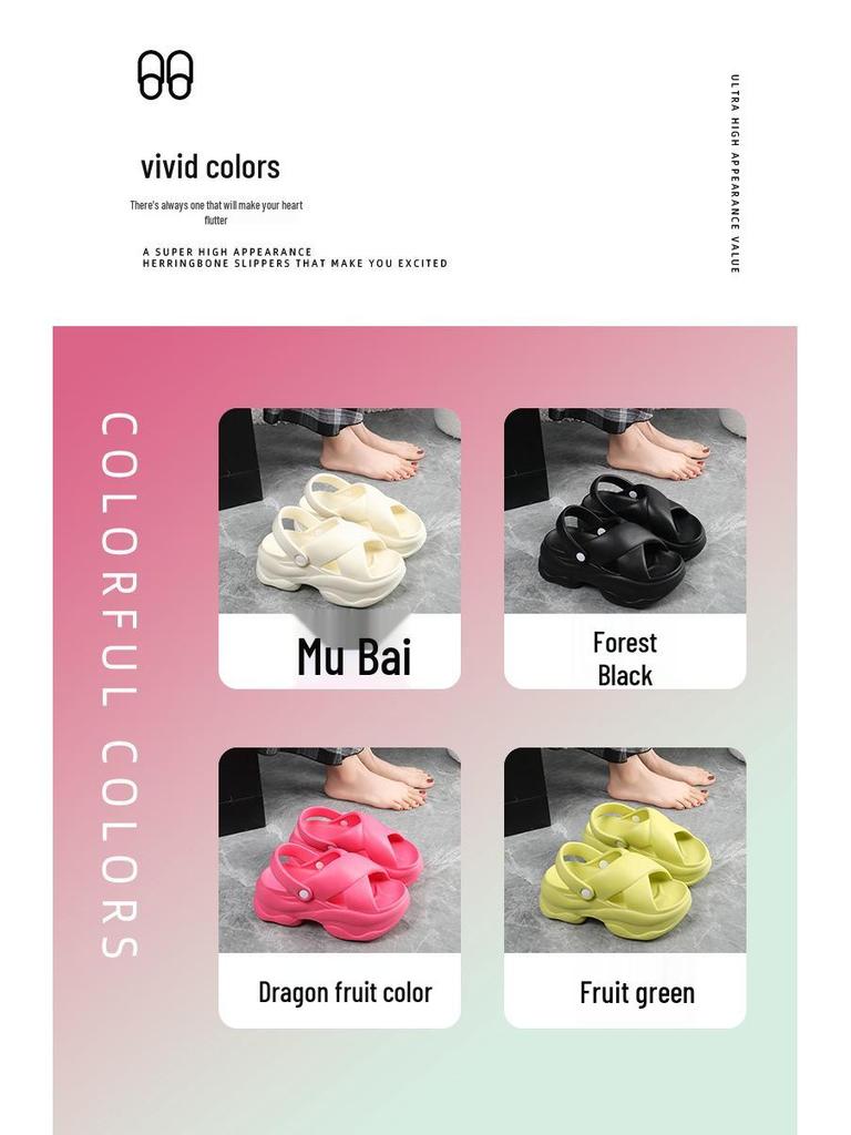 Women's Lightweight EVA Sponge Heel Cross-Strap Outdoor Platform Sandals for Summer Beach Wear