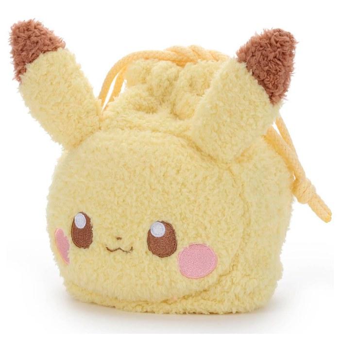 Takara Tomy Arts Pokemon Pokepiece Pikachu Plush Drawstring Bag, 7.1 inch