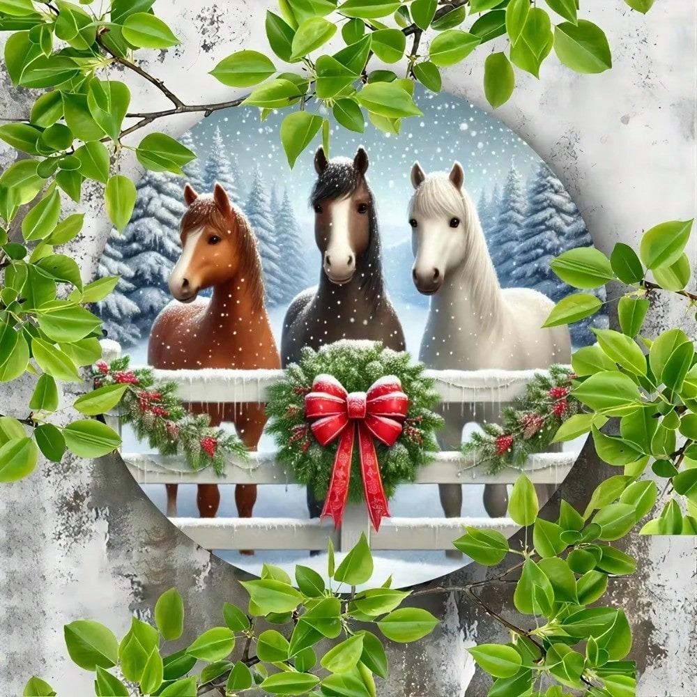 Christmas Stable Metal Wall Art Vintage Tin Sign Rustic Farmhouse Decor Kitchen Living Room Garden