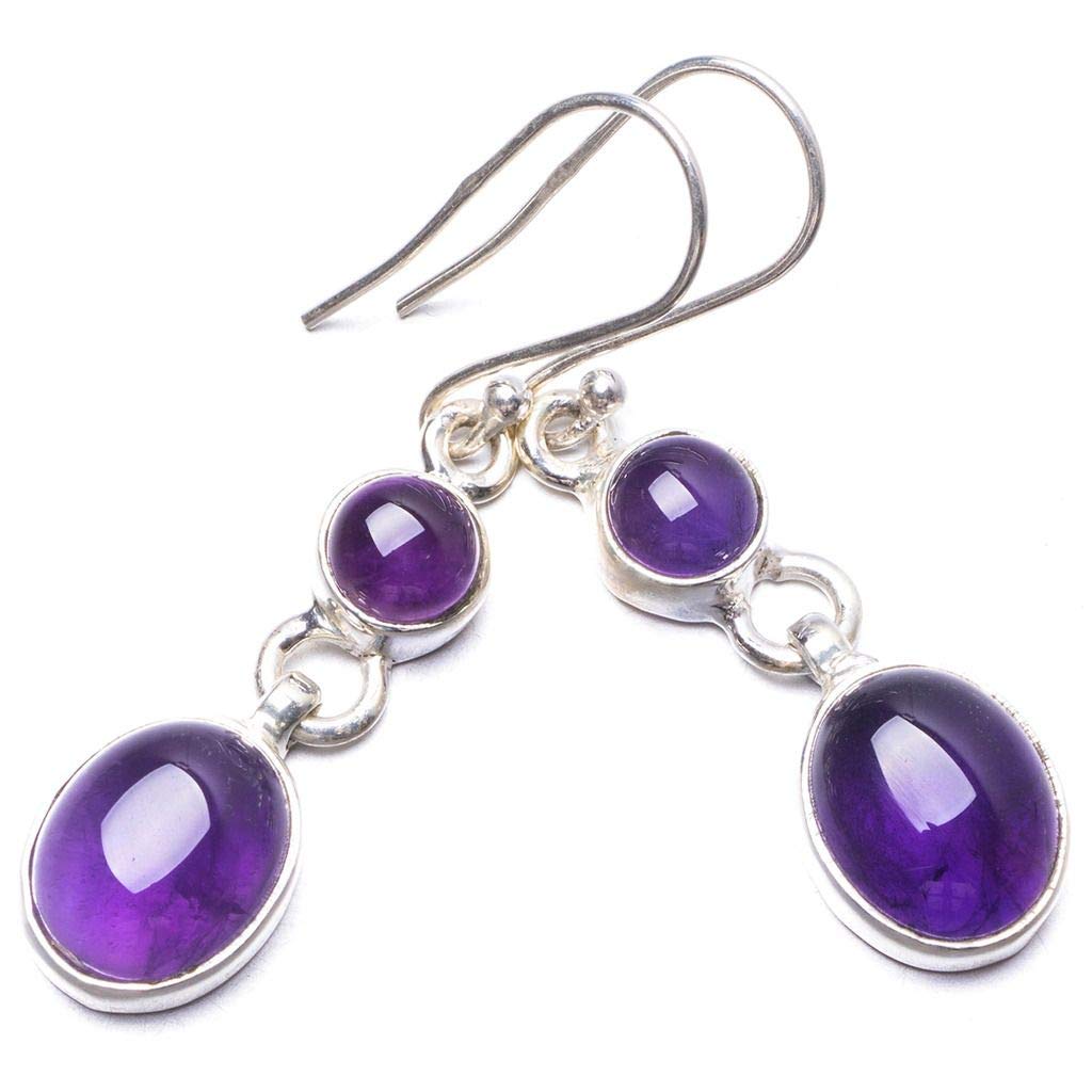 

StarGems Natural Amethyst Handmade Unique 925 Sterling Silver Earrings 1.5 Y3313