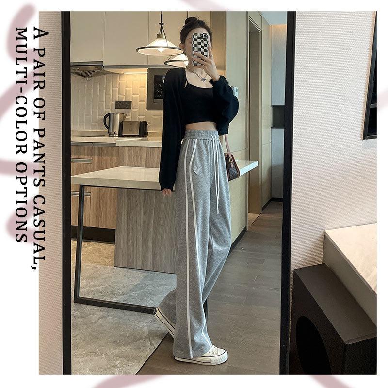 Wide-leg Pants Women's Spring and Autumn High-waisted Drape Sweatpants Trendy Loose Straight Small Sports Casual Mopping Pants