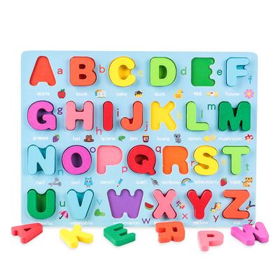 Dětské 3D dřevěné puzzle hračky Barevné Číslo Písmeno Geometrický Tvar Poznávání Uchopovací Deska Rané Učení Vzdělávací Montessori Hračka