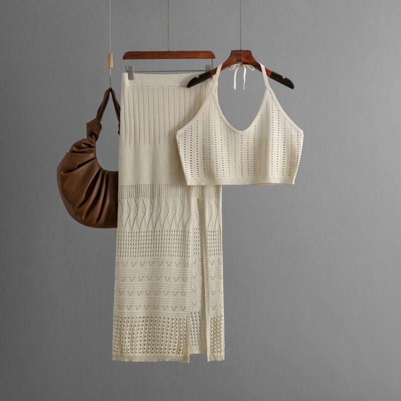 European and American Vest Top Two-piece Set High Waist Sheath Skirt Two Piece Vest and Skirt Set