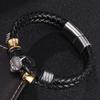 Men Jewelry Black Braided Leather Bracelets Men Stainless Steel Leahter Bracelets Cool Skull Bracelets Men Bracelet