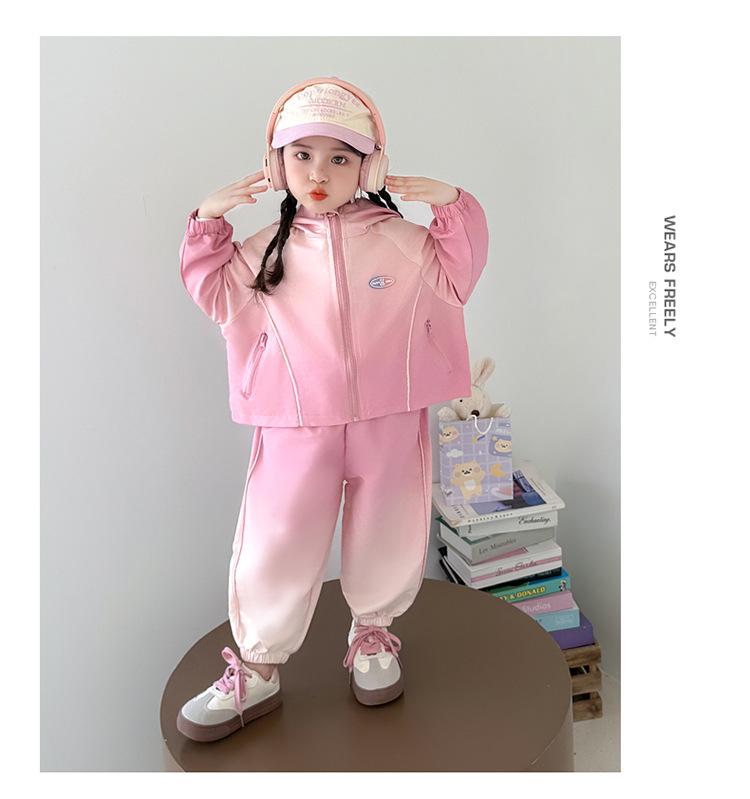 Mädchen Herbst 2025 Gradient Sportbekleidung Mode Zweiteiler