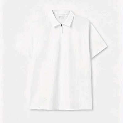 Men's Woven Short Sleeve Half-Zip Polo Shirt
