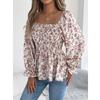 Blusa y Camisas de Chifón para Mujer Primavera Verano Manga Larga Cuello Sequre Estampado Floral Camisa Tops blusas