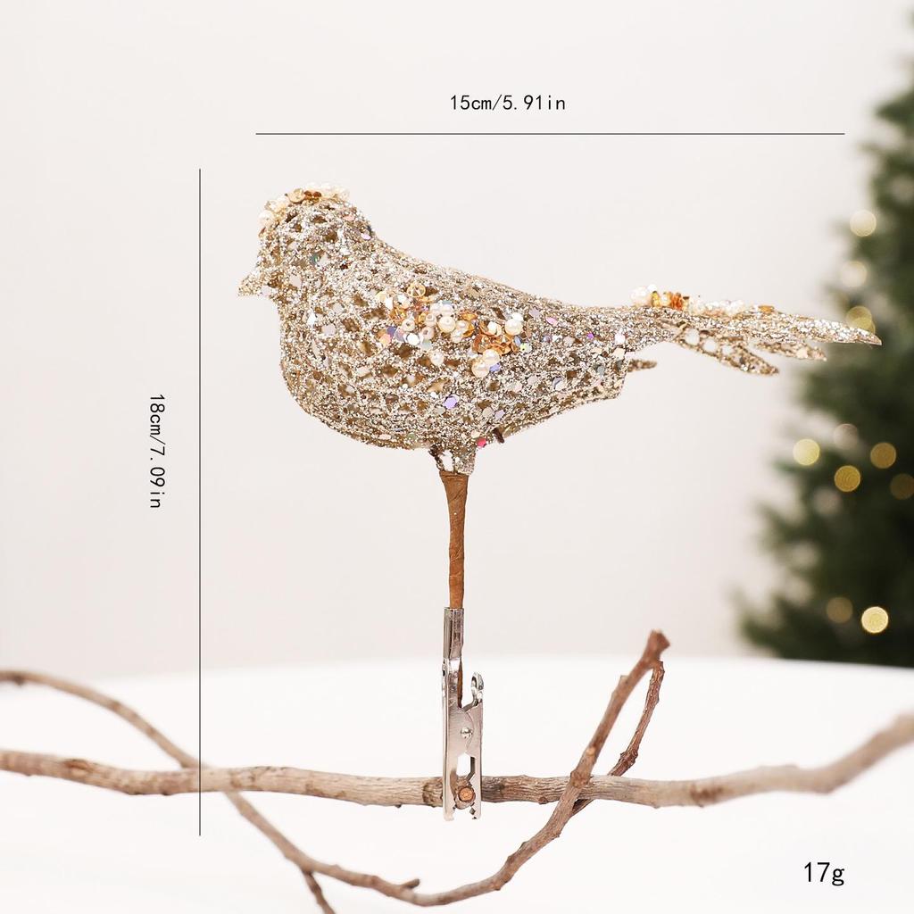 Glitter Small Bird Christmas Tree Ornament Decoration
