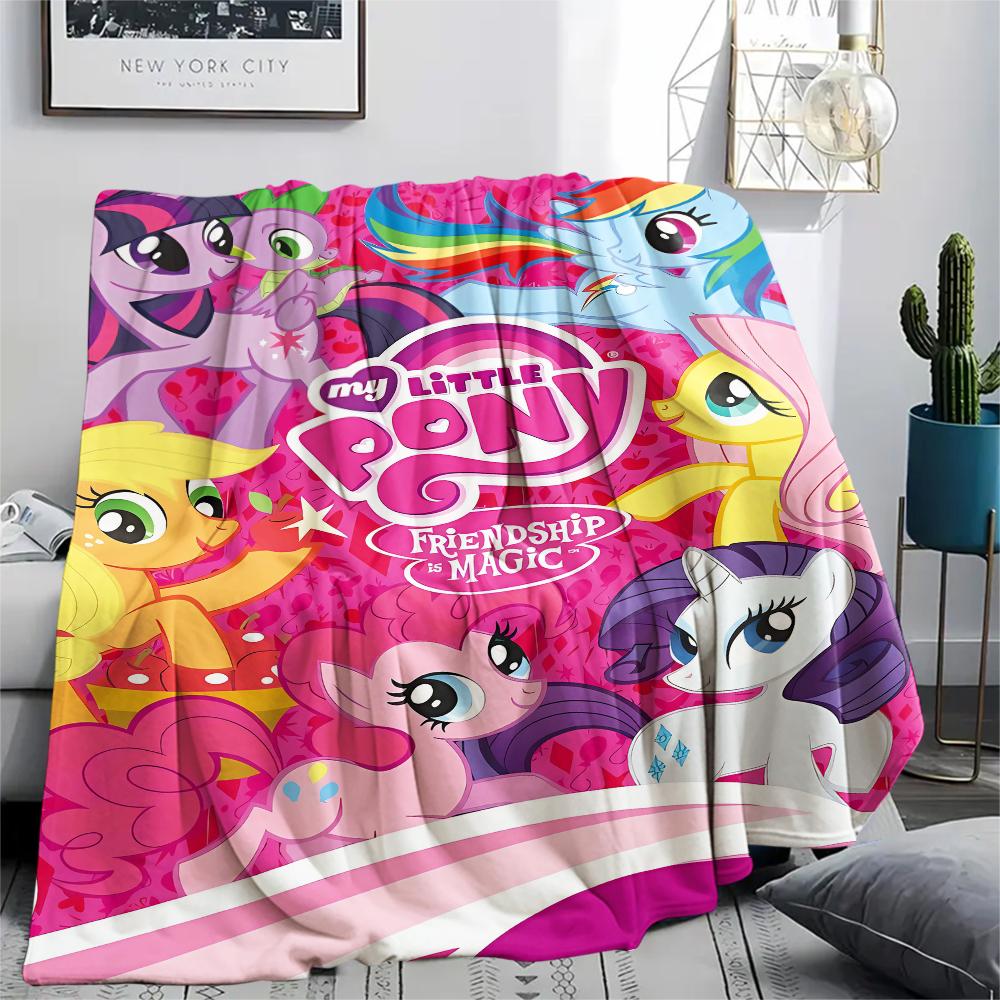 1Pc My Little Pony Print Flannel Blanket, High quality Comfortable for All Seasons, Home Decor, Warmth and Comfort, Perfect for Gifts