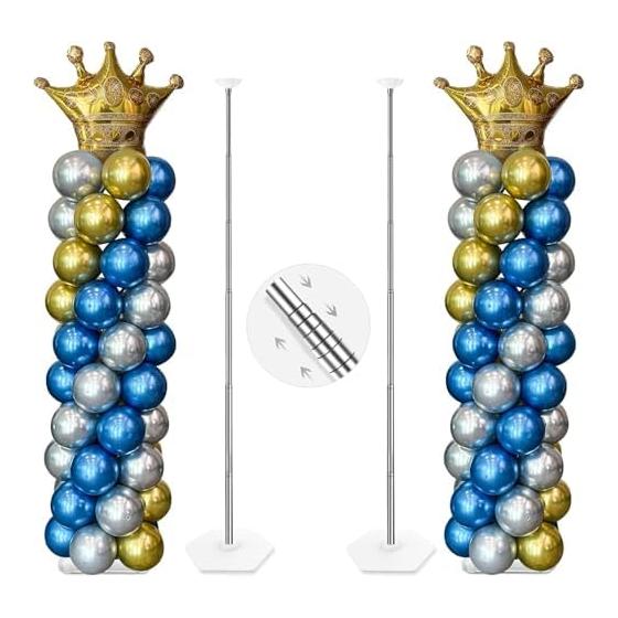 

YALLOVE Balloon Column Stand Kit 2 Set Balloons Sold Separately Height Adjustable 2.13m Balloon Tower Pillar Base Reusable Metallic Telescoping
