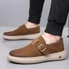 2025 Spring Autumn Cow Leather Shoes for Men Solid Color Buckle Designer Fashion Casual Shoes Male Soft Sole Board Shoes Man