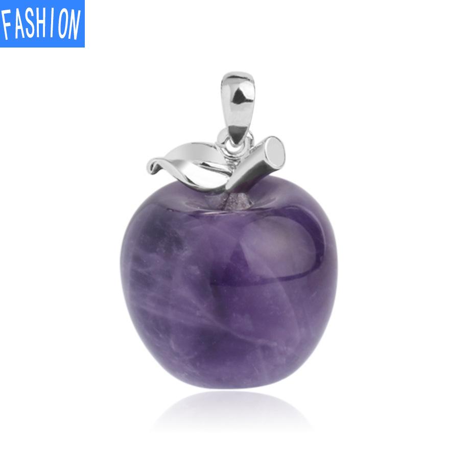 Natural Crystal Apple Pendant Summer Bead Chain Necklace Women'S European And American Fashion