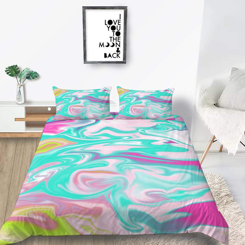 Marble 3D Digital Printing Quilt Cover Pillowcase Two Three Piece Set Polyester
