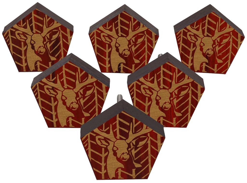 IBA Indianbeautifulart Braun gravierte Knöpfe 10 Stück Möbelknöpfe aus Holz Jakobsmuscheln Rustikale Schublade