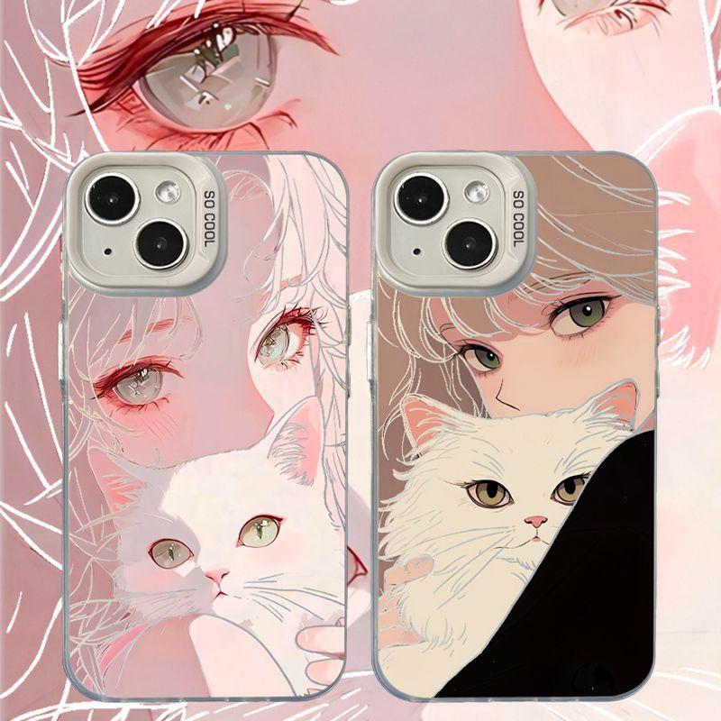 Applicable iPhone11/11Pro Cartoon Personality 11Plus Creative Domestic 11promax Gentle White Cat Girl