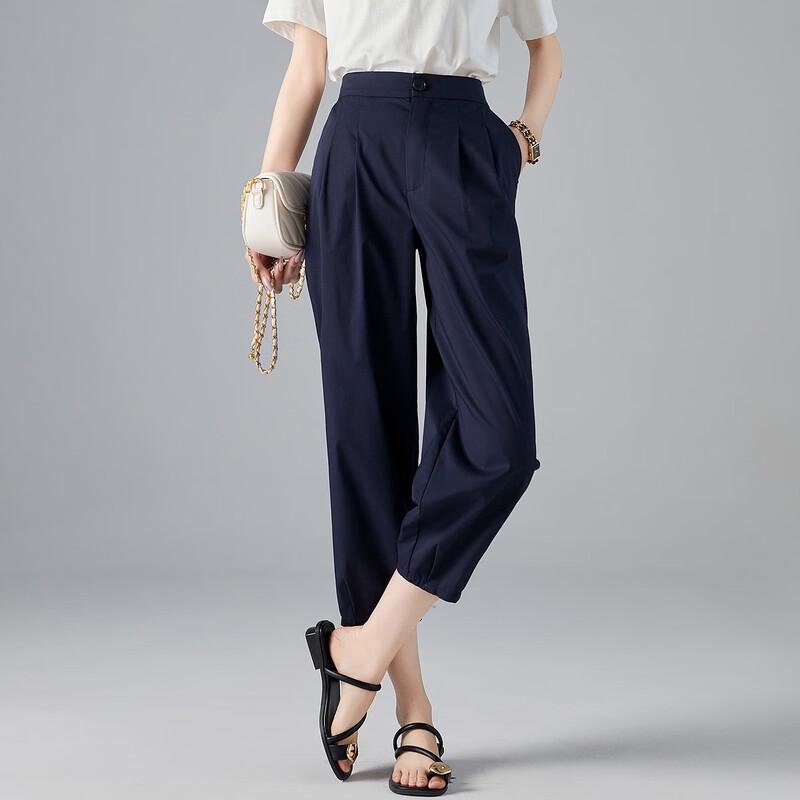 Demana Women's Elastic Waist Cropped Casual Pants