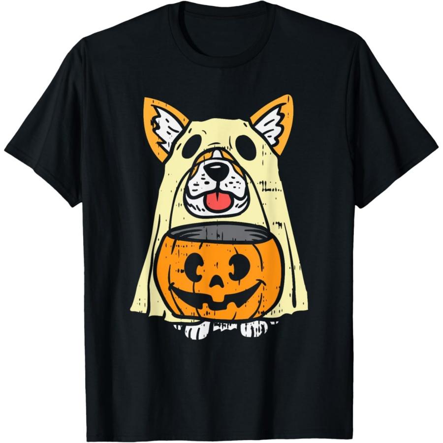 

Welsh Corgi Ghost Funny Halloween Costume Dog Owner Lover T-Shirt XXXXXL чорний