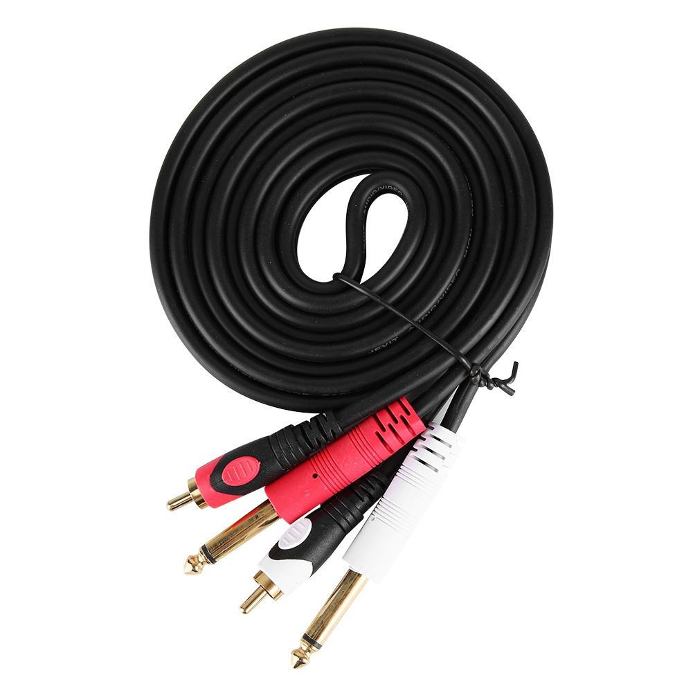 For 2RCA To Double 6.35 Interface Audio Guitar Line Dual Male Jack Cable