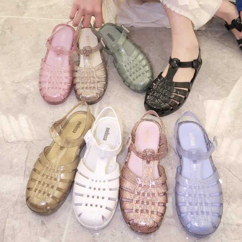 Melissa Damensandalen Ins Stil Retro Gewebt Einfach Römische Sandalen Sommer
