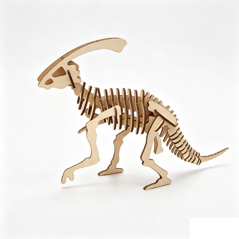 3D Dinosaur Puzzle: Wooden Hand-Assembled Educational Toy for Kids