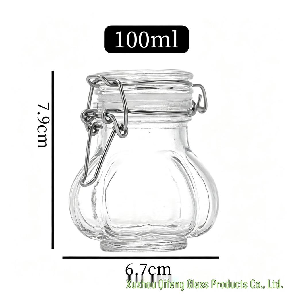 In Stock Transparent Graduated Glass Storage Jar with Sealed Buckle for Moistureproof Tea or Mason Jar Storage