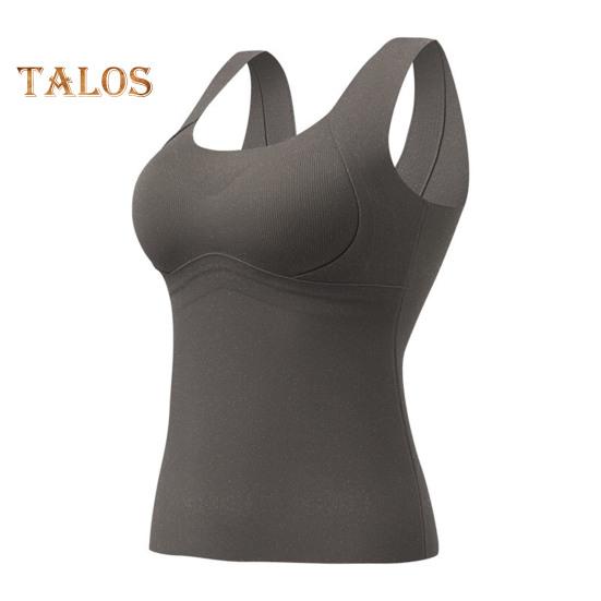 Winter Women Thermal Vest with Chest Pads Seamless Velvet Fast Temperature Lock Heating Slim Fit Elastic Sleeveless Inner Wear Bottoming Tank Top