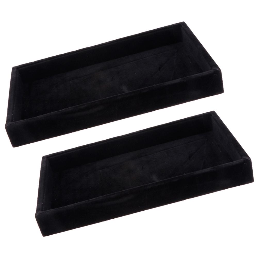2 Pieces Velvet Necklace Bracelet Earring Anklet Jewelry Display Tray Case