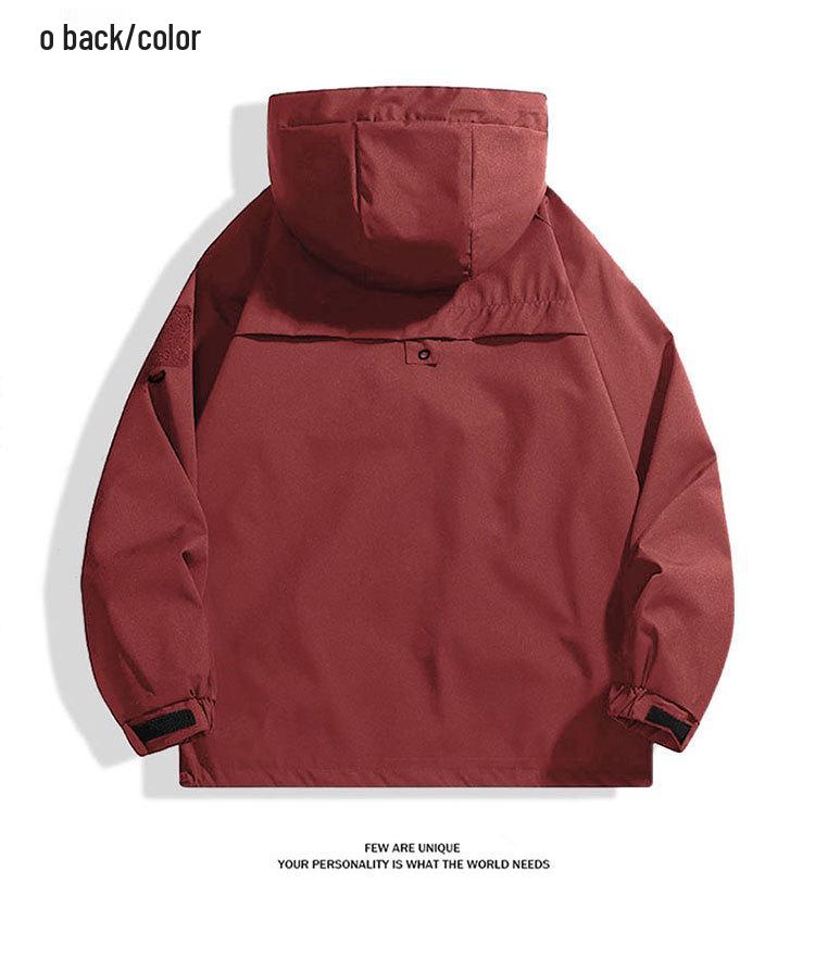 Herren Windbreaker im amerikanischen Stil: Frühlings-/Herbst-Outdoor-Jacke für Paare, lockere Passform, winddicht, wasserdicht, zum Bergsteigen geeignet.