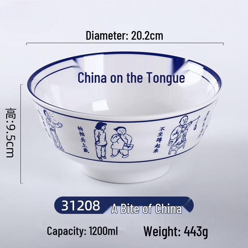 

Chinese Retro Ceramic-Look Melamine Noodle Bowl