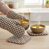 4 Piece/Set Anti Scald Lattice Oven Gloves Cotton Lining Insulated Glove Microwave Mitten  Cooking
