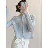 Early spring gentle autumn top women's candy-colored twist sweater cardigan short knitted jacket