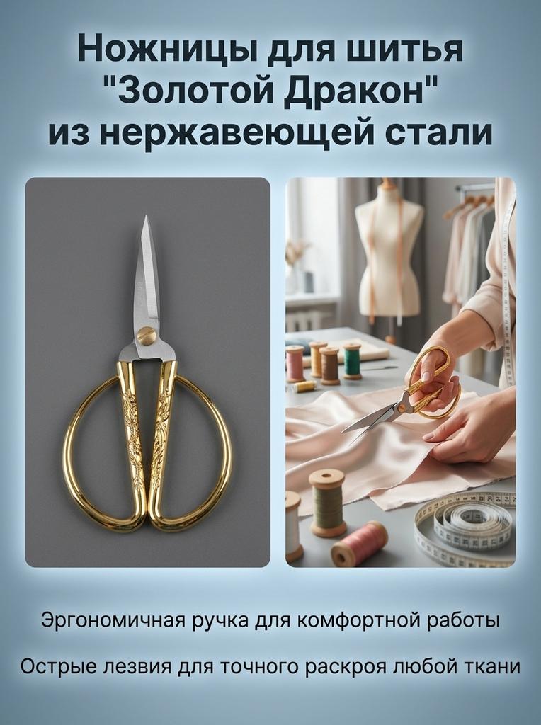 Stainless Steel Scissors Ergonomic Design Gold Tone Dragon Scissors for Needlework Sewing Dressmaker