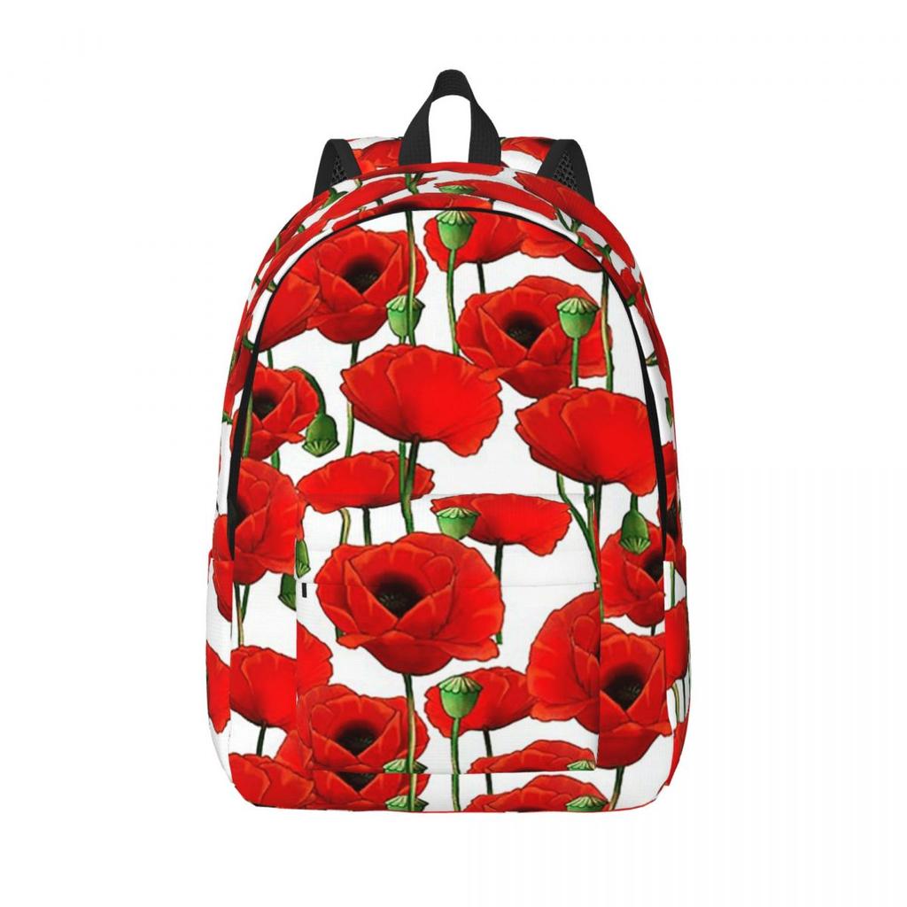 Poppy Pattern Backpack Hot Sale Daypack Large Capacity Children BookBag School Bag Shoulder Bags for Men Women