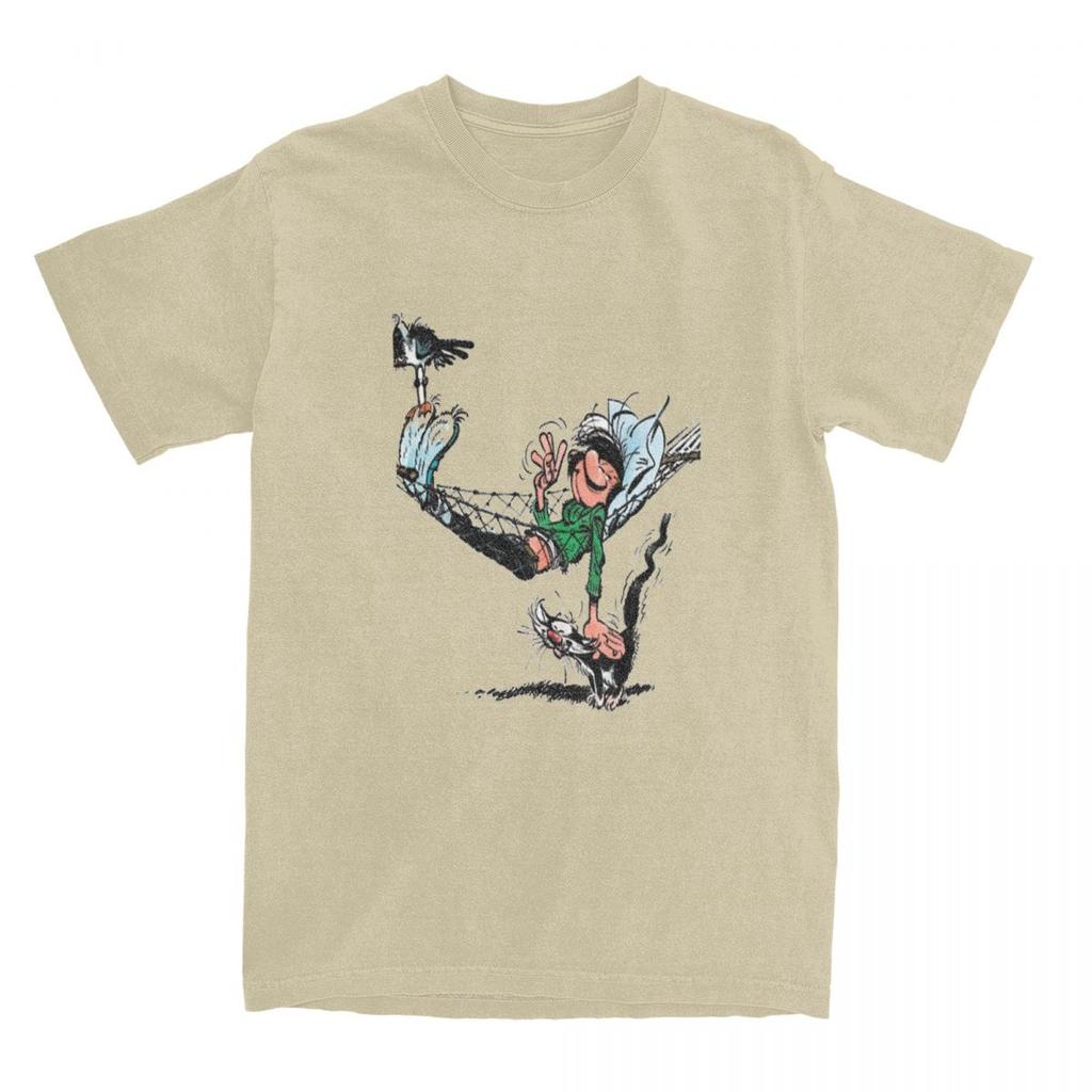 Gaston Lagaffe Comics T-Shirt Unisex Reine Baumwolle Lustiges T-Shirt Rundkragen T-Shirt Kurzarm Kleidung Geschenkidee