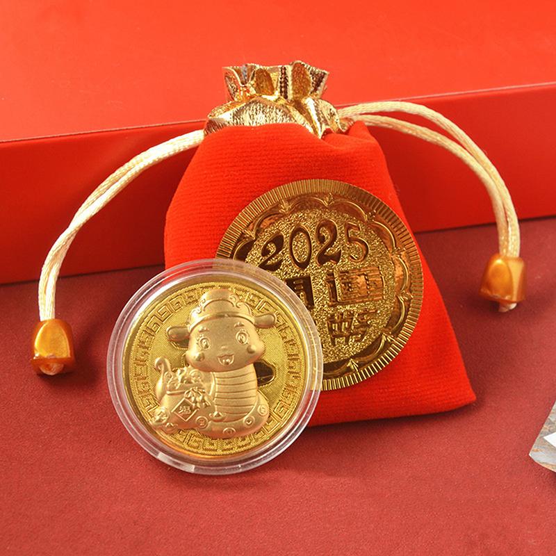 2025 Jahr der Schlange Glücksgoldmünze Gedenkmünzen Chinesisches Sternzeichen Abzeichen Sammlerstücke Gedenkmünzen