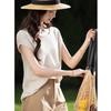 Demana Linen Blend Minimalist Knit Top