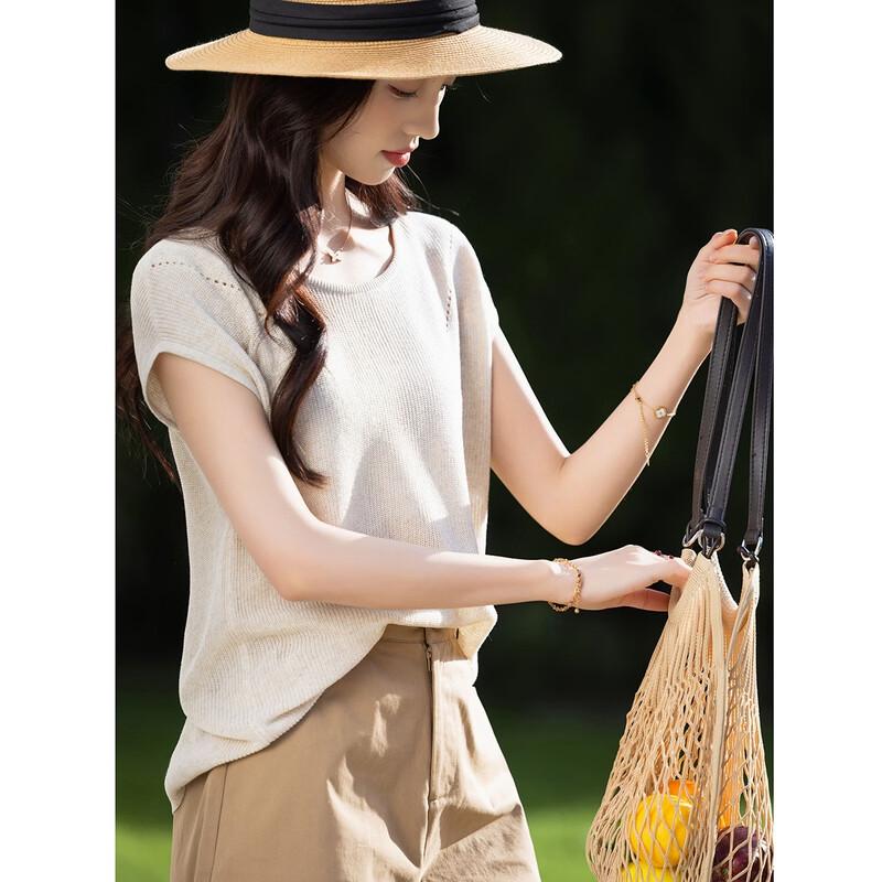 Demana Linen Blend Minimalist Knit Top