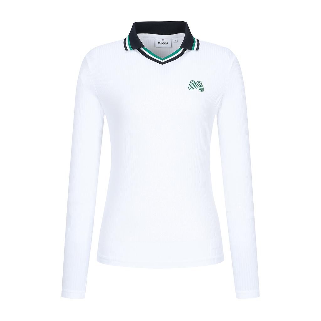MARTINE GOLF Ribbed Color Collar T-Shirts_White