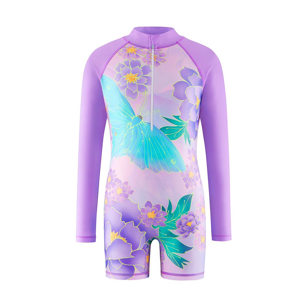 KIds Girls One-Piece Swimsuit Children's Outfits Girls Long-Sleeved Summer Swimwear Beach Rash Guard Shorts Swimming Suit 3-12Y