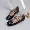 Buty Mary Jane dla Kobiet Eleganckie Baleriny z Kwadratowym Noskiem i Paskiem Wygodne Buty do Chodzenia Damskie Miękkie Baleriny ze Sztucznej Skóry Antypoślizgowe