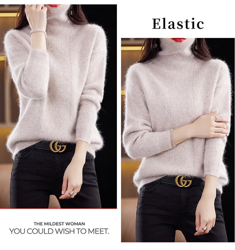 Mink Cashmere High-Neck Loose Pullover: Women's Thick Knit for Autumn/Winter 2025