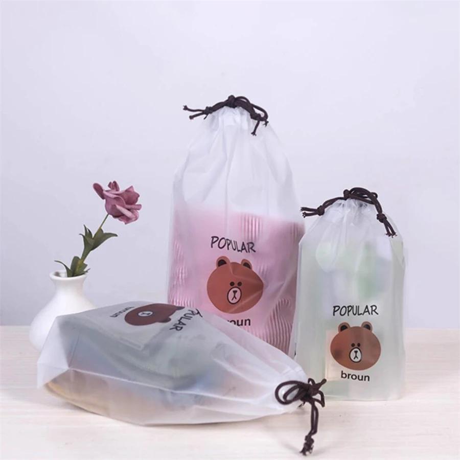 50pcs Portable Transparent Drawstring Storage Bag Travel Cosmetic Bundle Pocket Bag Water Proof Plastic Shoes Bag