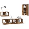 Wall Mounted TV Cabinet 4 pcs Reclaimed Wood Effect Particleboard