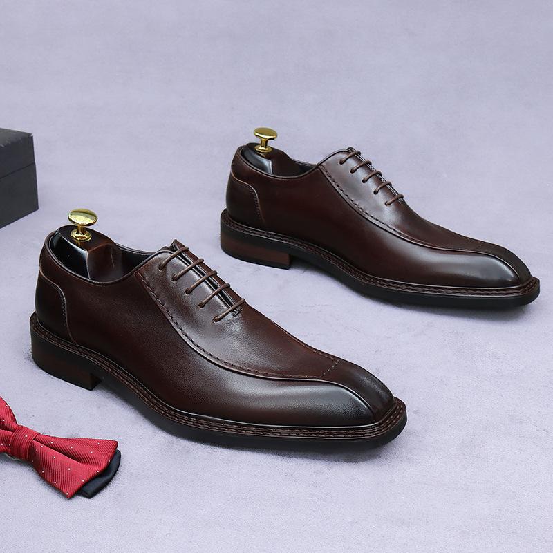 Groom's Wedding Leather Shoes Men's Genuine Leather Business Formal Shoes British New Fashion Cowhide Men's Shallow Oxford Shoes