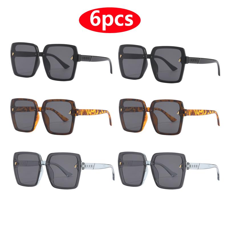 6pcs Retro Square Sunglasses Women Fashion Gradient Shades UV400 Men Punk Brand Sun Glasses Outdoor Cycling Shades