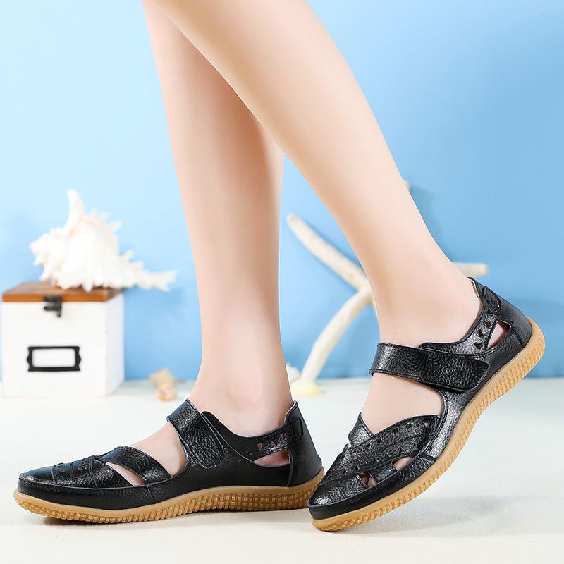 Sandals Summer Breathable Leather Slippers Women Fashion Non-Slip Casual Roman Shoes Ladies Sandals On Sale Off White Shose